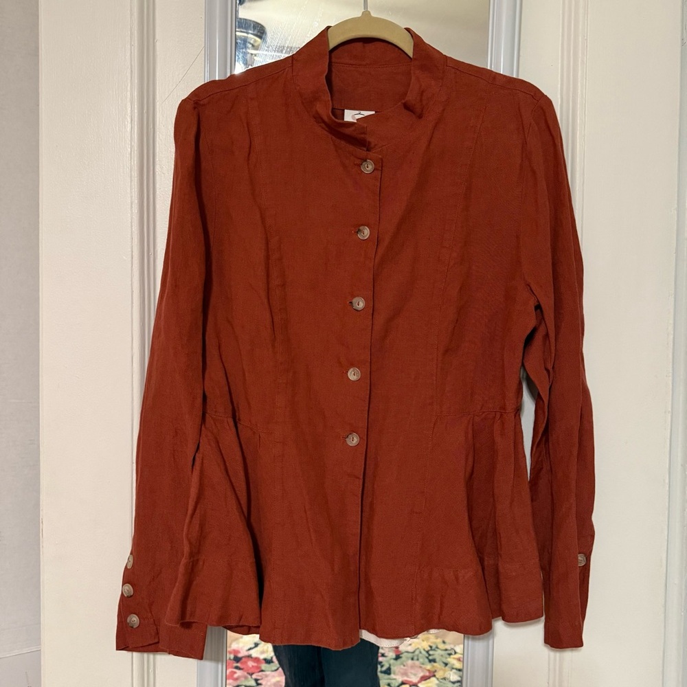Peplum Jacket, Long Sleeve - Dark Rose / L